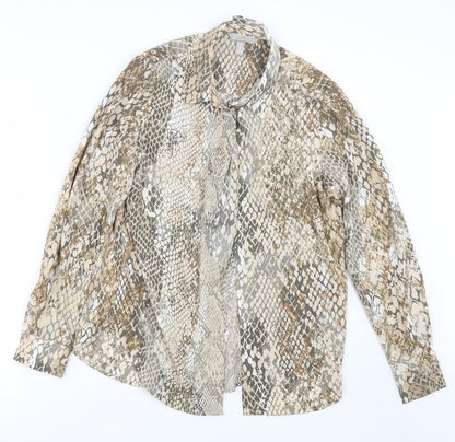 Womens UK Size 10 H&M Beige Basic Button-Up