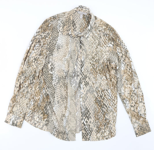 Womens UK Size 10 H&M Beige Basic Button-Up