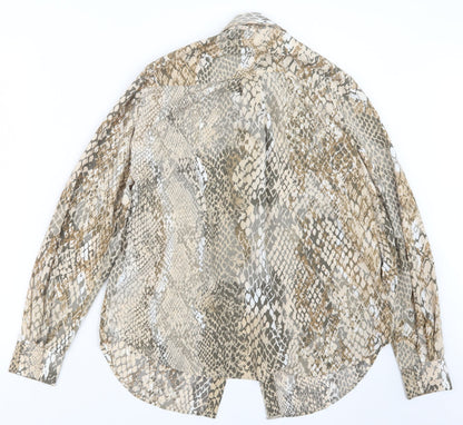 Womens UK Size 10 H&M Beige Basic Button-Up