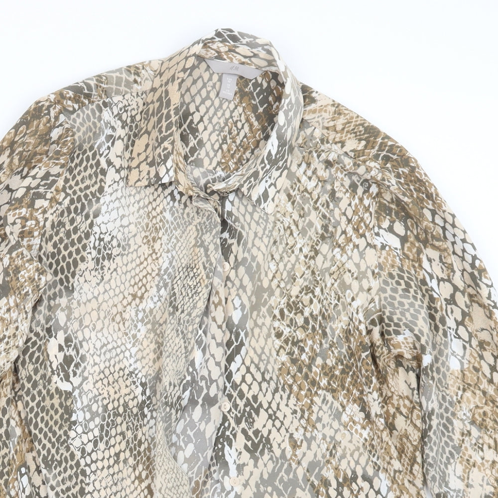 Womens UK Size 10 H&M Beige Basic Button-Up