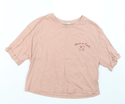 Womens UK Size M Stradivarius Pink Basic T-Shirt