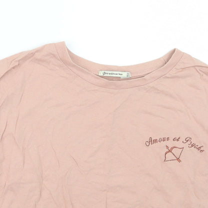 Womens UK Size M Stradivarius Pink Basic T-Shirt