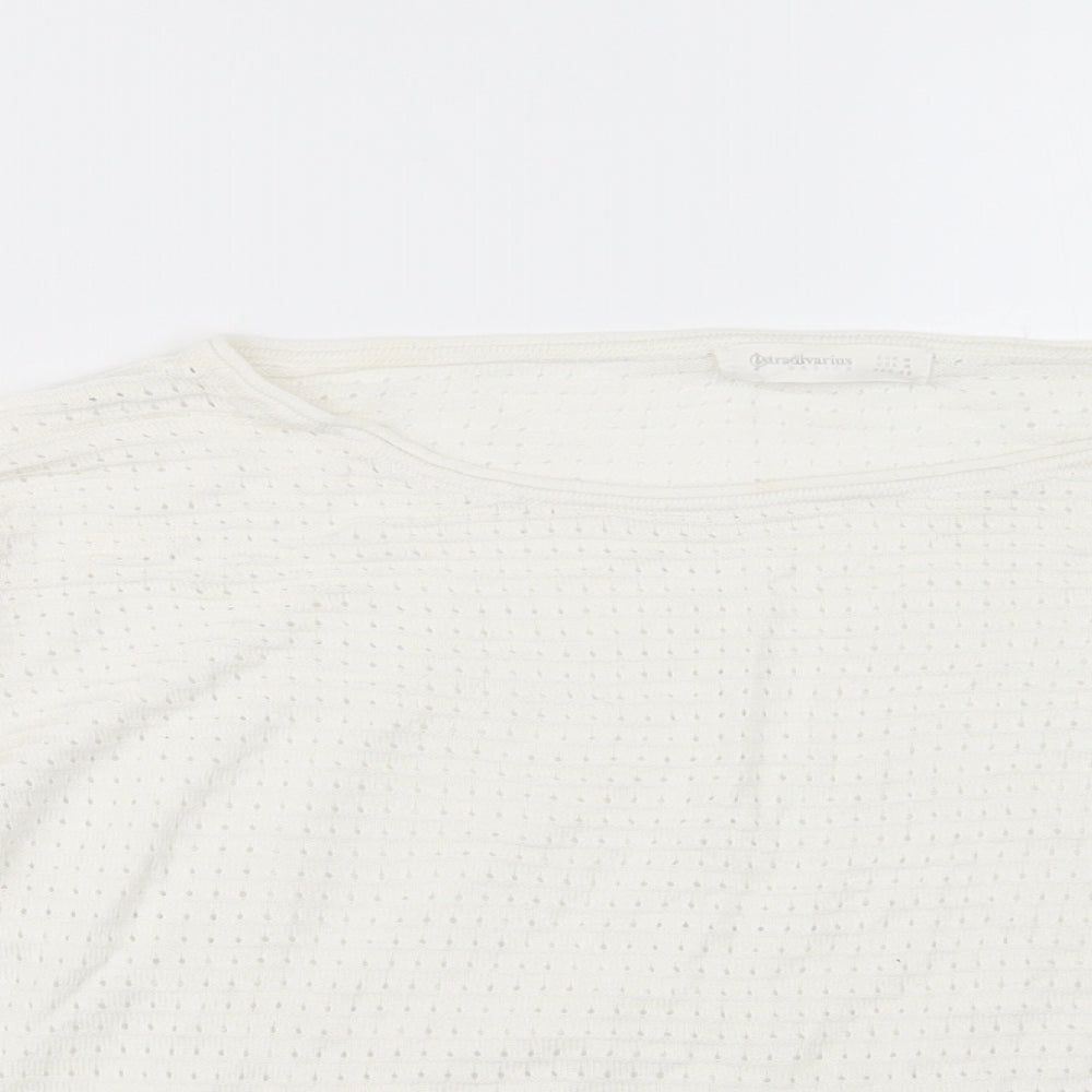 Womens UK Size M Stradivarius White Pullover Jumper