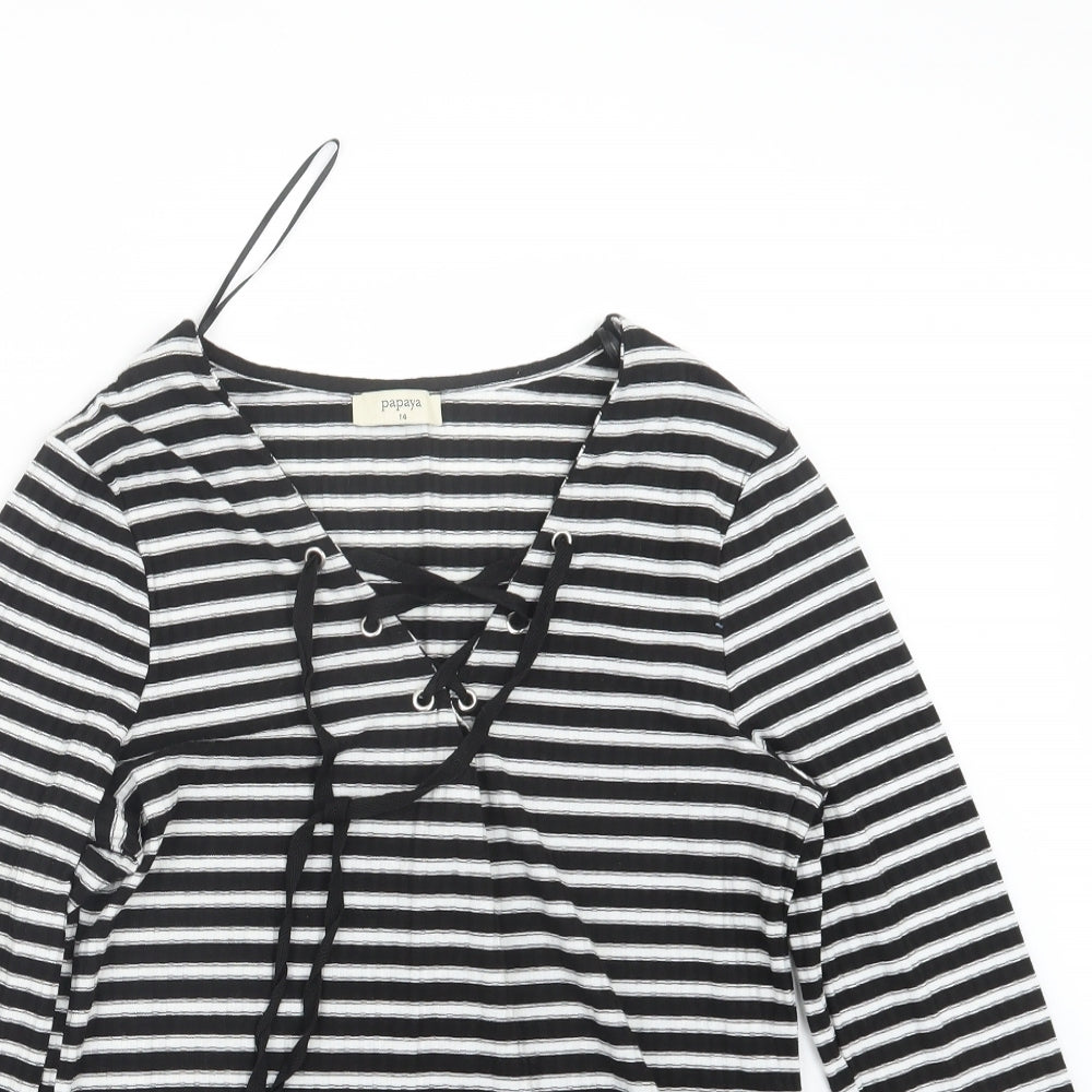 Womens UK Size 14 Papaya Black Pullover Jumper