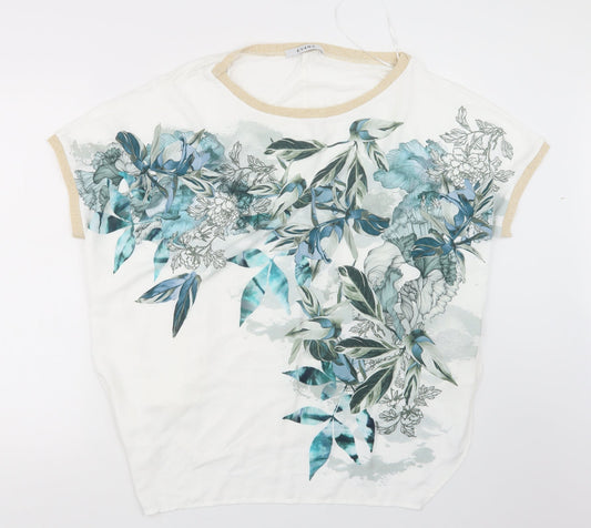 Evans Womens White Geometric  Basic Blouse Size 10