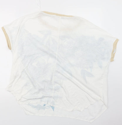 Evans Womens White Geometric  Basic Blouse Size 10