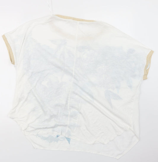 Evans Womens White Geometric  Basic Blouse Size 10