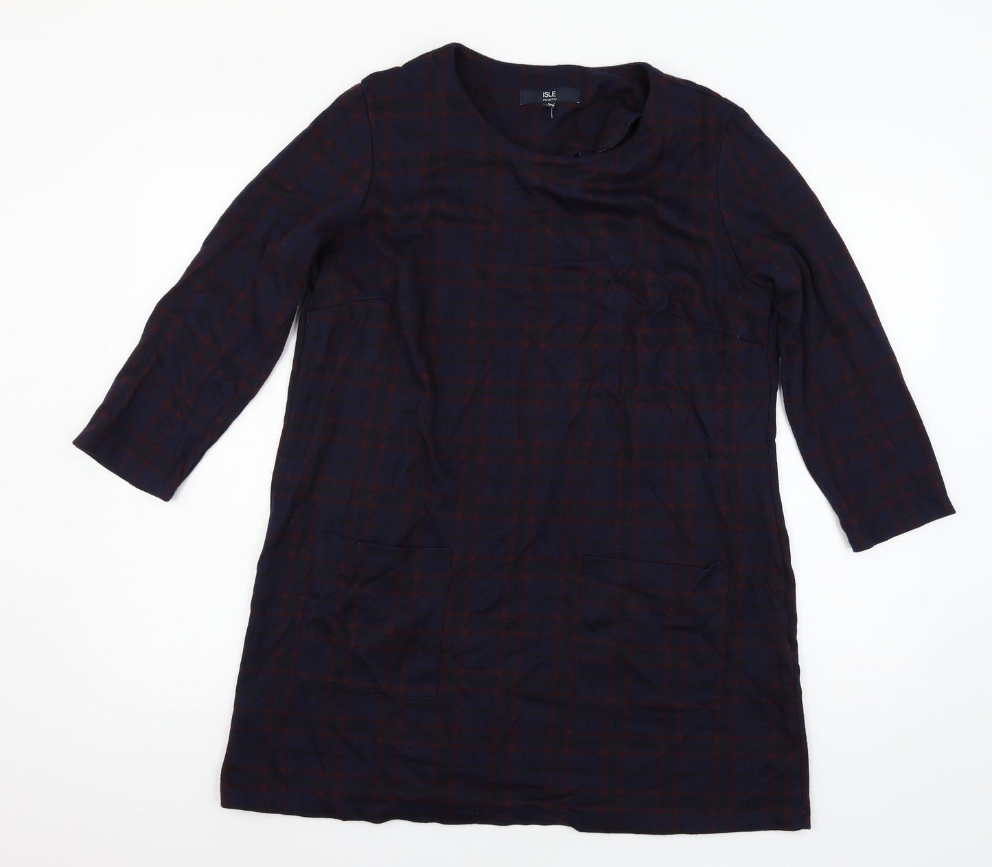 Isle Womens Blue Plaid  Mini  Size 14