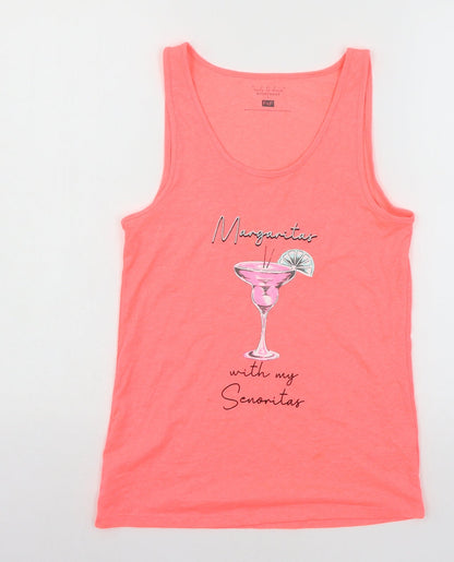 F&F Womens Pink Solid Jersey Top Pyjama Top Size 6  - Margaritas