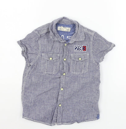 H&M Boys Blue Check  Basic Button-Up Size 7 Years  - Beach Point