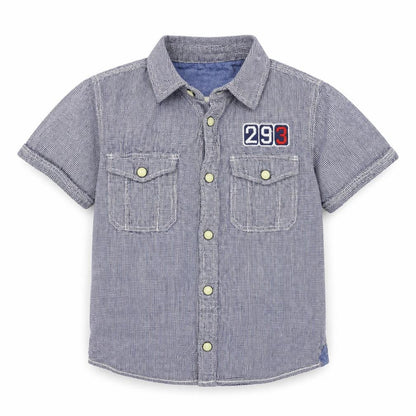 H&M Boys Blue Check  Basic Button-Up Size 7 Years  - Beach Point