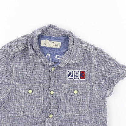 H&M Boys Blue Check  Basic Button-Up Size 7 Years  - Beach Point