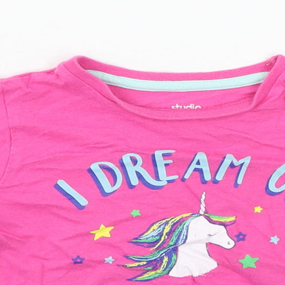 Studio Girls Pink  Jersey Basic T-Shirt Size 3-4 Years  - Unicorn