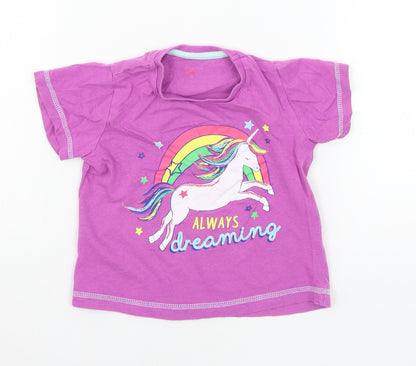 Studio Girls Purple  Jersey Basic T-Shirt Size 3-4 Years  - Unicorn