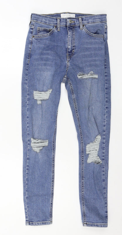 Topshop Womens Blue  Denim Straight Jeans Size 28 in L30 in
