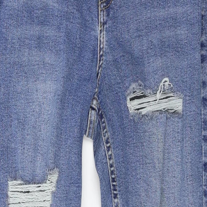 Topshop Womens Blue  Denim Straight Jeans Size 28 in L30 in