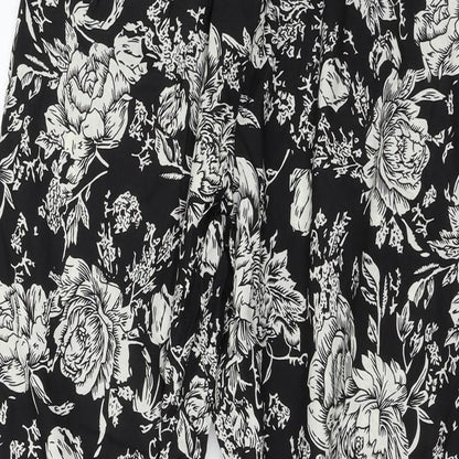 The Gud Look Womens Black Floral  Trousers  Size 4 L29 in