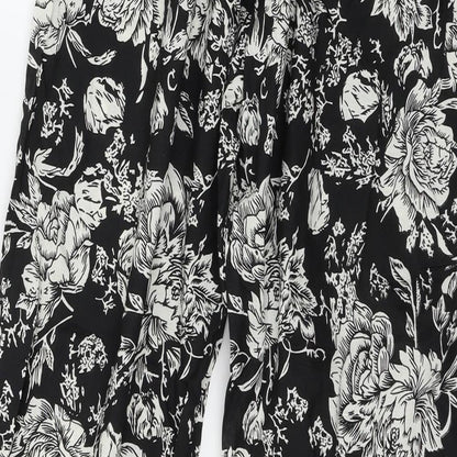 The Gud Look Womens Black Floral  Trousers  Size 4 L29 in