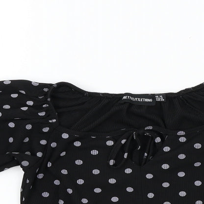 Womens UK Size 10 PRETTYLITTLETHING Black Basic T-Shirt