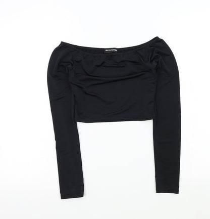 Womens UK Size 8 PRETTYLITTLETHING Black Basic T-Shirt