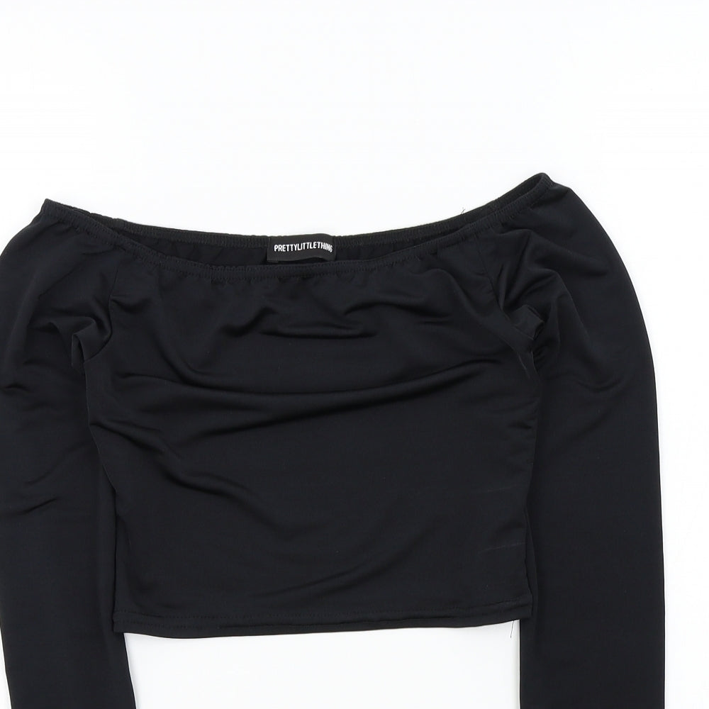 Womens UK Size 8 PRETTYLITTLETHING Black Basic T-Shirt