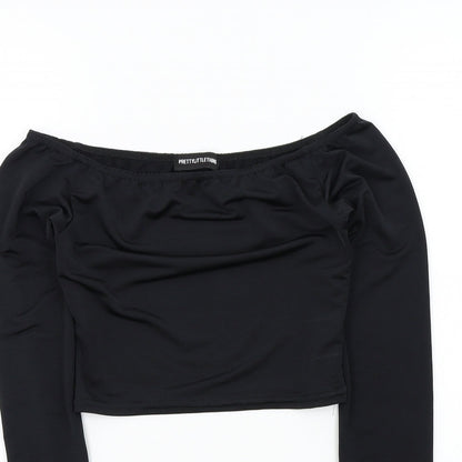 Womens UK Size 8 PRETTYLITTLETHING Black Basic T-Shirt