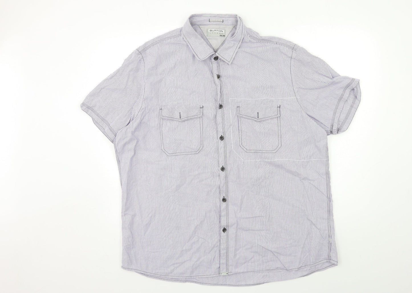 Mens UK Size 2XL Burton Blue  Button-Up Short Sleeve Casual Shirt