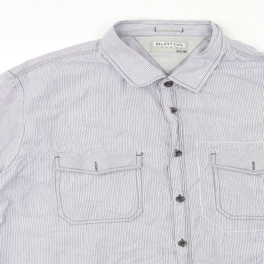 Mens UK Size 2XL Burton Blue  Button-Up Short Sleeve Casual Shirt