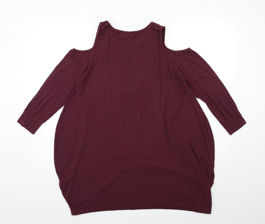Womens UK Size 10 Apricot Red Basic T-Shirt