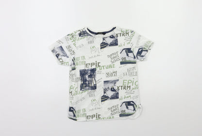 George Boys White Geometric  Basic T-Shirt Size 8-9 Years