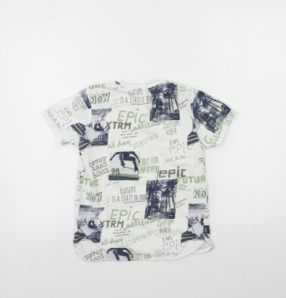 George Boys White Geometric  Basic T-Shirt Size 8-9 Years