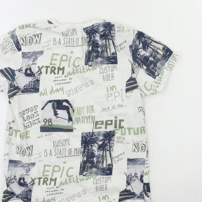George Boys White Geometric  Basic T-Shirt Size 8-9 Years