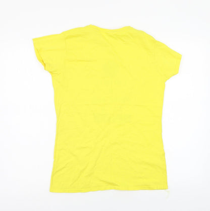 Womens UK Size L Gildan Yellow Basic T-Shirt