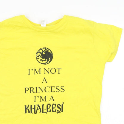 Womens UK Size L Gildan Yellow Basic T-Shirt
