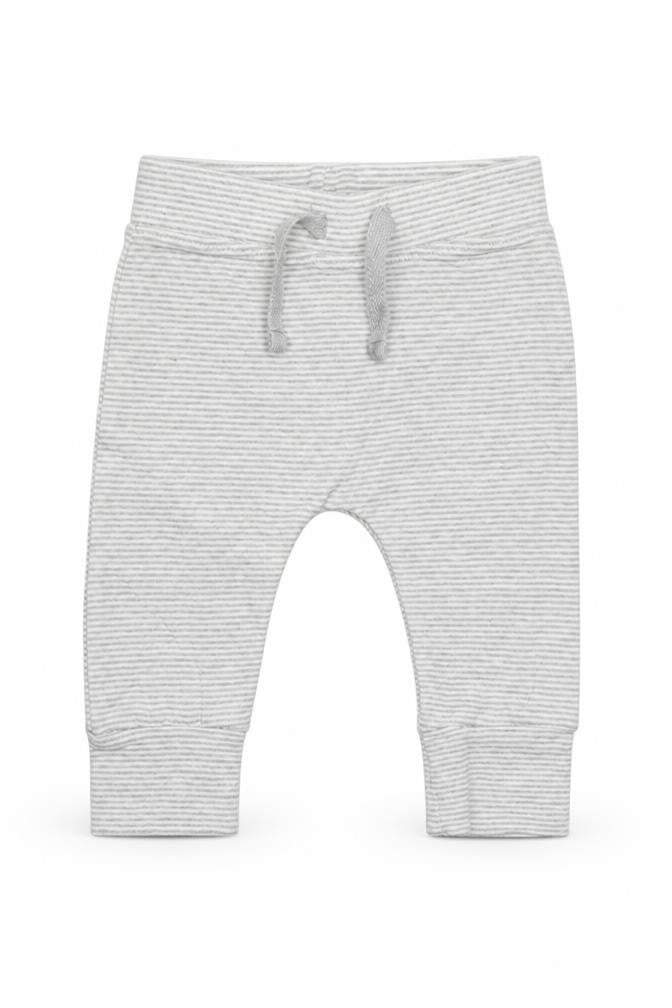 Front view of Asda George girls’ multicoloured striped jogger trousers, size 0-3, months