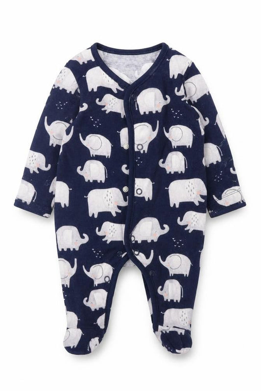 Asda George Baby Blue Animal Print  Babygrow One-Piece Size 0-3 Months