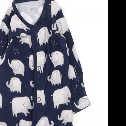 Asda George Baby Blue Animal Print  Babygrow One-Piece Size 0-3 Months