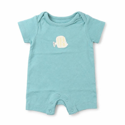 Front view of Marks & Spencer boys’ green babygrow one-piece, size 0-3, months