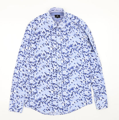 steel&jelly Mens Blue Geometric   Button-Up Size S