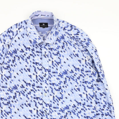 steel&jelly Mens Blue Geometric   Button-Up Size S