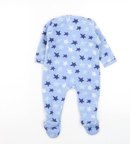 Asda George Boys Blue Solid  Babydoll One Piece Size 6-9 Months  - star detail