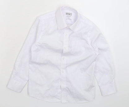Marks and Spencer Boys White   Basic Button-Up Size 5-6 Years  - School