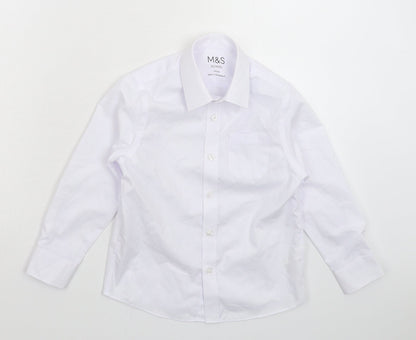 Marks and Spencer Boys White   Basic Button-Up Size 5-6 Years  - School