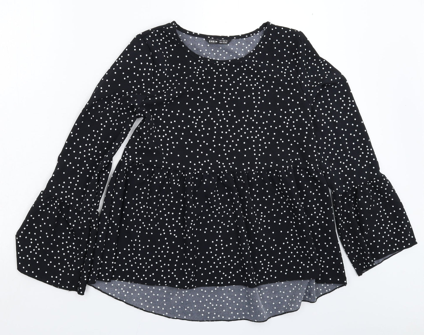 SheIn Womens Black Polka Dot  Basic Blouse Size S