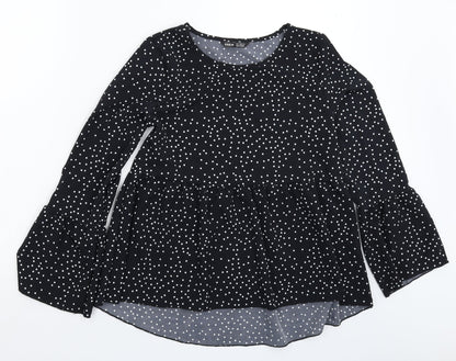 SheIn Womens Black Polka Dot  Basic Blouse Size S