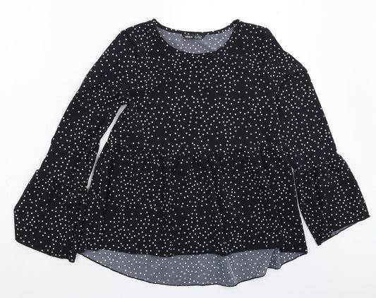 SheIn Womens Black Polka Dot  Basic Blouse Size S