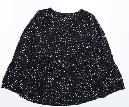 SheIn Womens Black Polka Dot  Basic Blouse Size S