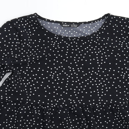 SheIn Womens Black Polka Dot  Basic Blouse Size S