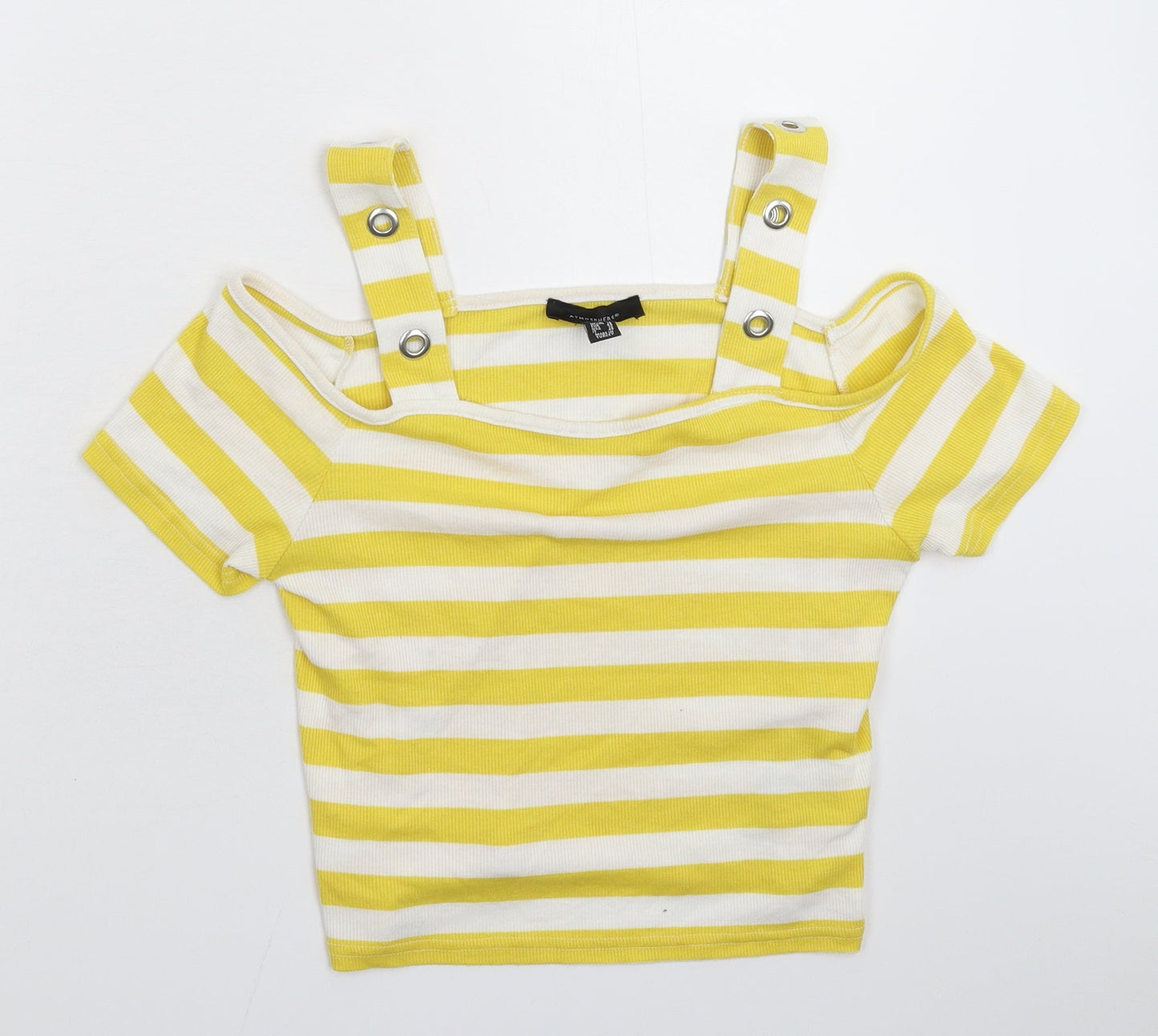 Atmosphere Womens Yellow Striped  Basic T-Shirt Size 16