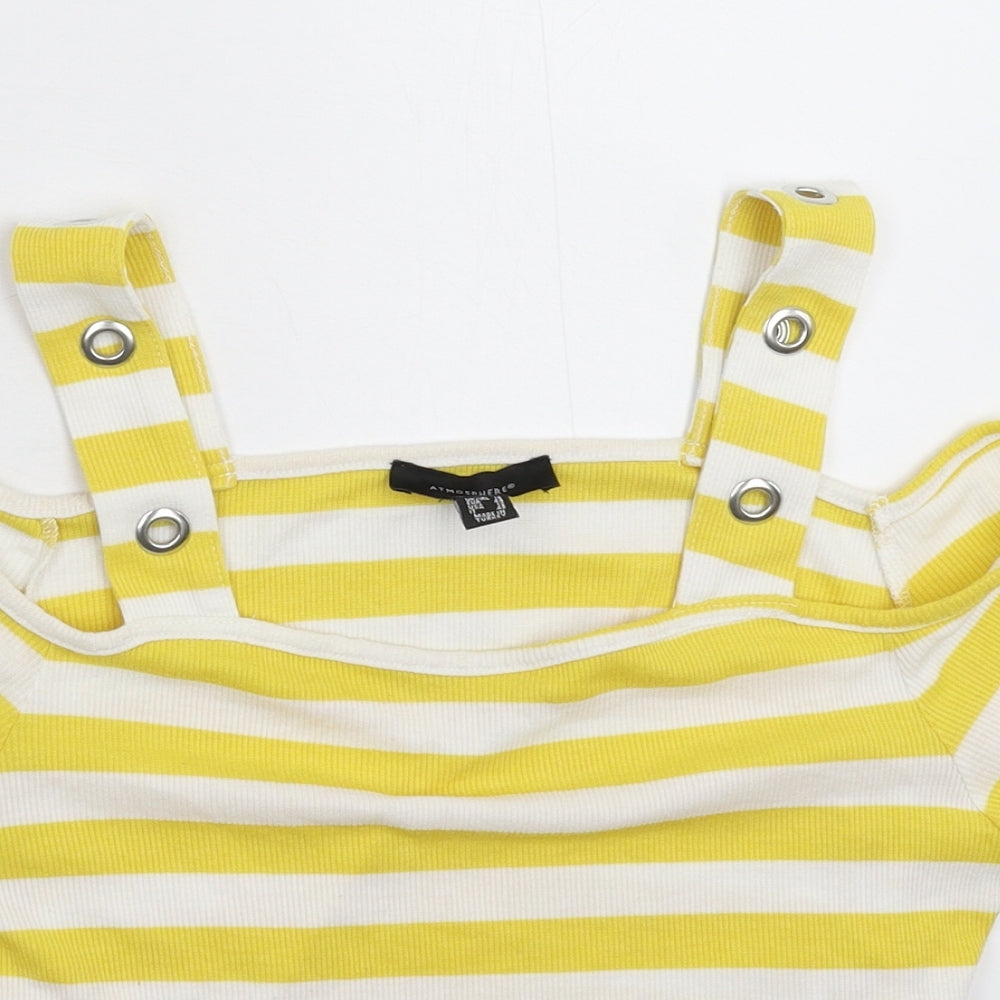 Atmosphere Womens Yellow Striped  Basic T-Shirt Size 16